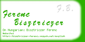 ferenc bisztriczer business card